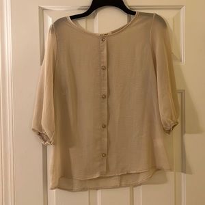Miami Cream Colored Long Sleeve Top/Blouse, size small